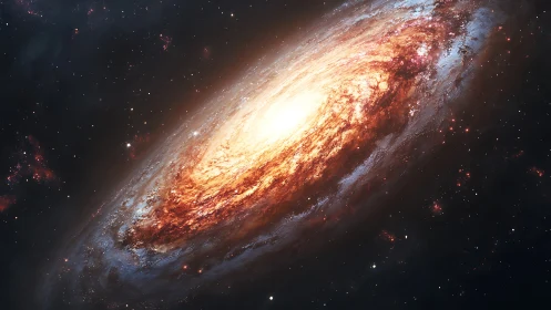 Spiral galaxy core blazing with stellar dust and nebular light.