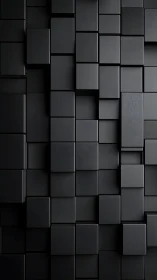 Stacked black rectangular blocks form a deep relief wall