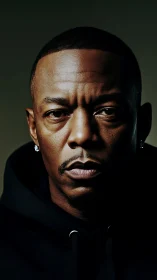 High-contrast portrait under dramatic directional key light.