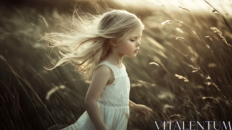 Young Girl in Wheat Field - Portrait Study
