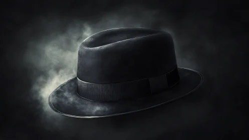 Timeless black fedora resting in soft cinematic shadows.