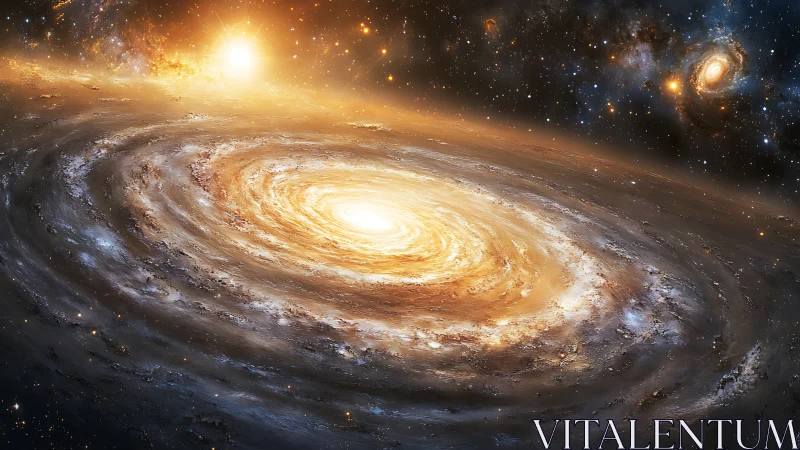 Star-forged spiral galaxy swirling in molten starlight.