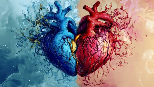Anatomical Heart Split: Blue and Red Dispersion.