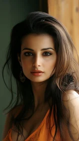 Portrait beauty under soft window light, warm tones glow.