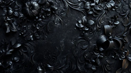 Dark floral relief forms dense ornamental textured surface