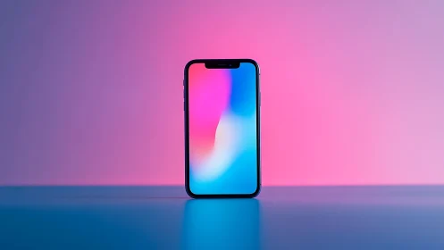 Modern Smartphone Against Vibrant Gradient Backdrop