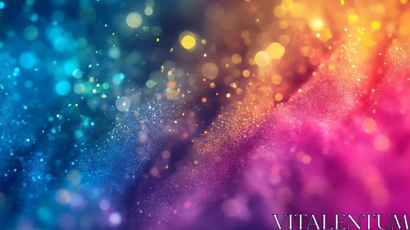 Colorful glitter bokeh background with flowing light waves.