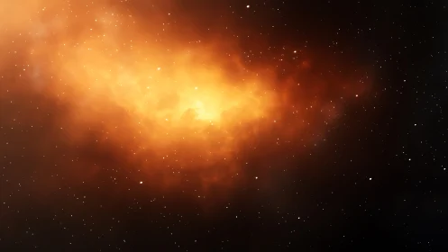 Centralized orange nebular cloud disperses across dark space