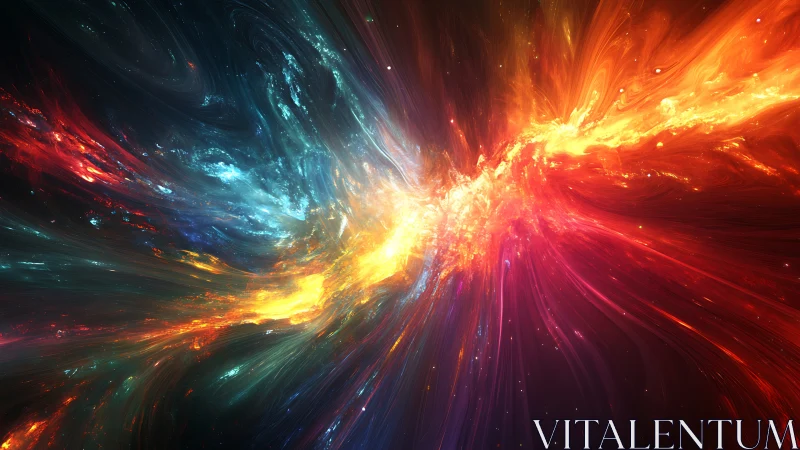 Multicolored cosmic energy streams in abstract space field.