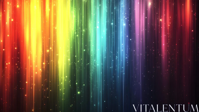 Vibrant Rainbow Light Beams with Sparkling Abstract Effect.