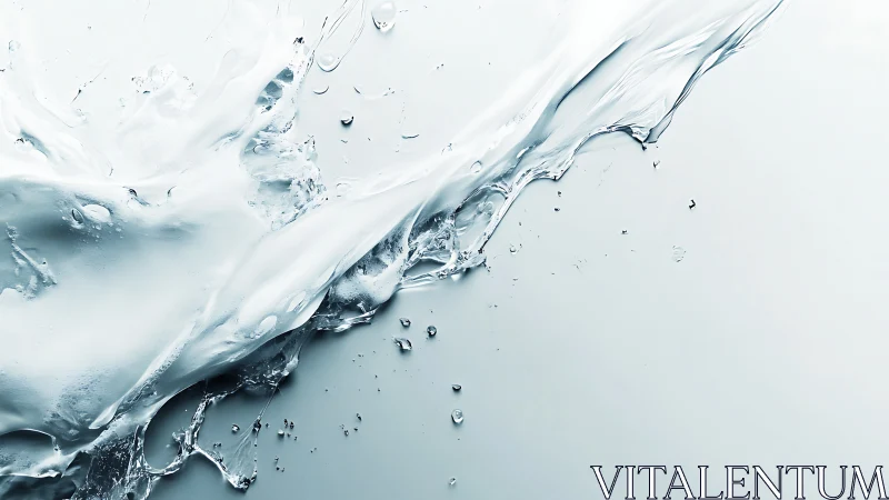 Graceful splash of clear water dances across pale blue