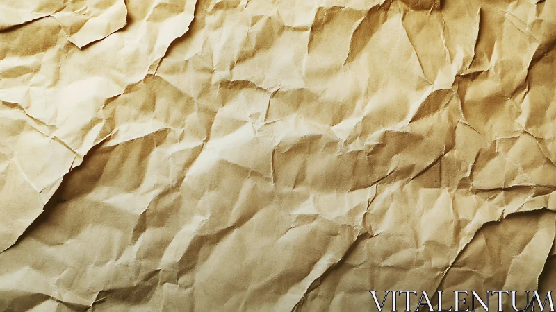 High-resolution crumpled kraft paper surface with folded creases
