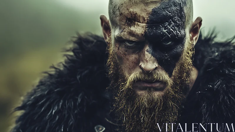 Warpainted Viking warrior glares with fierce, cold resolve.