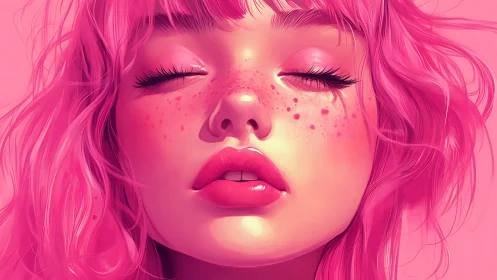 Dreamy pink portrait glows with soft light and quiet calm