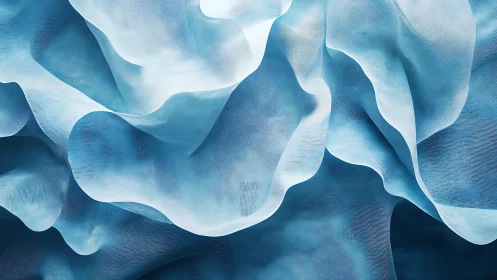 Flowing Blue Abstract Fabric Texture in Soft Digital Art Style.