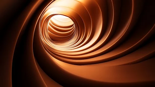 Curved metallic tunnel structure forms concentric layered passage