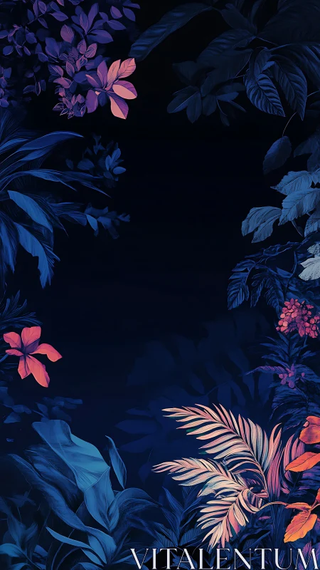 Neon Blooms in the Darkness: A Garden of Glowing Contrasts.