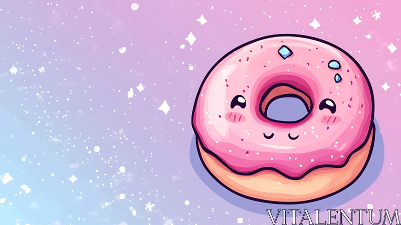 Pink Glazed Donut Character with Joyful Expression.