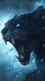 Electrified Feline Roar Against Tempestuous Storm Backdrop