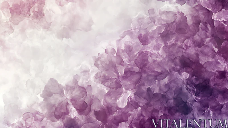 Soft lavender petals drift in a dreamy abstract haze