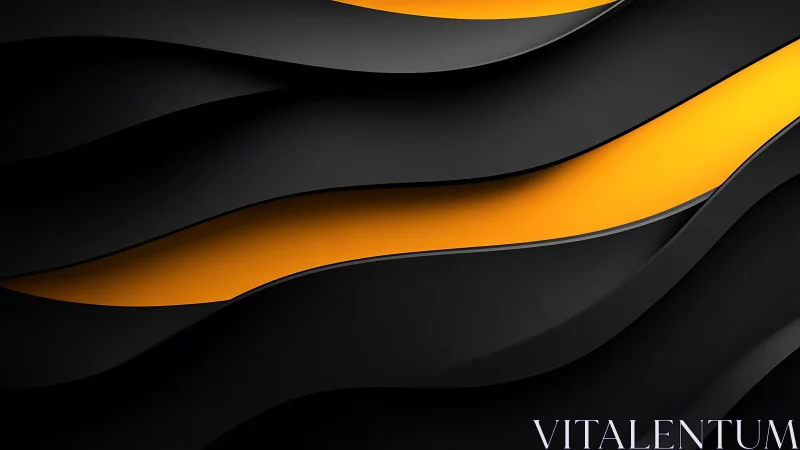 Abstract black and yellow wavy layered background in modern style.