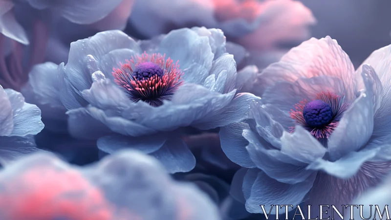 Luminous Peonies With Pink and Purple Centers.