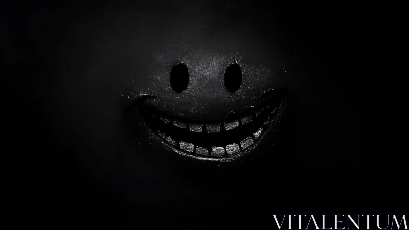 Low-key horror portrait with carved smile and voided nostrils