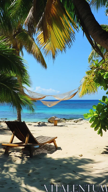 Tropical Haven: Hammock and Palms Frame Paradise Beach.