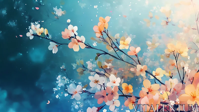 Blossom Symphony Dances Through Dreamy Turquoise Reverie