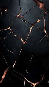 Fractured dark stone surface with glowing copper fissures