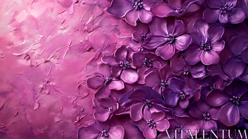 Impasto floral composition with chromatic gradient transition and dimensional relief texture.