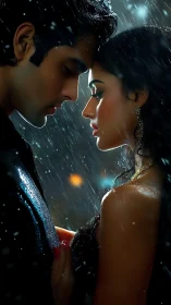 Romance in the Rain: A Tender Moment Between Two Souls.