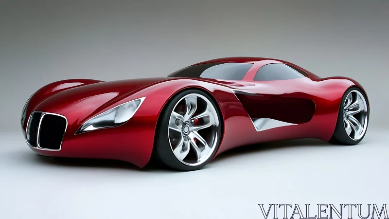 Red futuristic sports car rendered with smooth reflective body