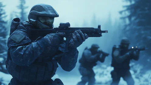 Frostbitten tactical phantoms sweep a silent winter killzone.