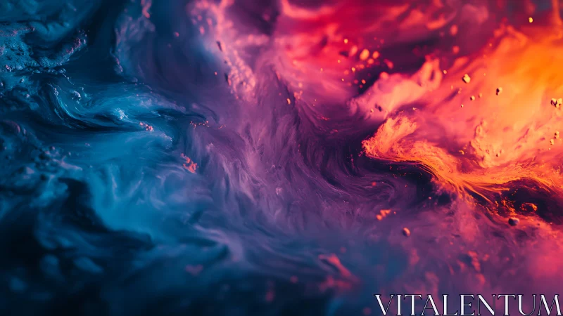 Abstract blue and orange fluid color motion artwork.