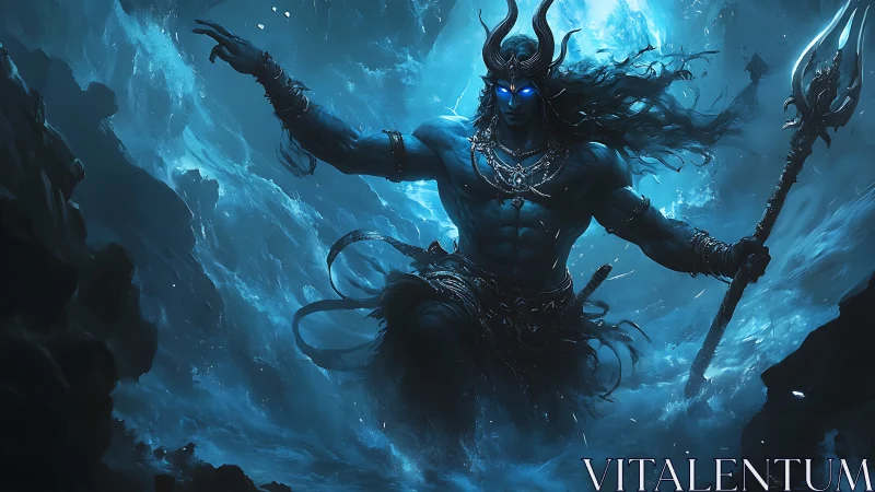 Ocean warlord rises through bioluminescent storm surge.