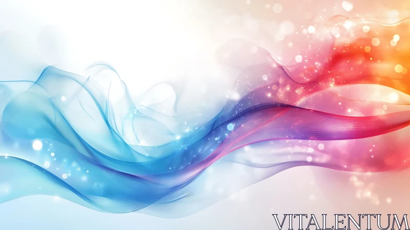 Colorful light waves flow across soft abstract gradient field.