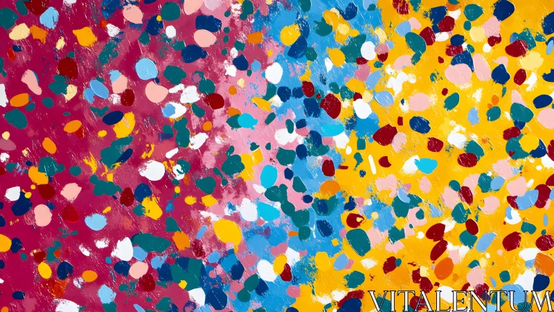 Vibrant abstract confetti painting with bold colors and dynamic style.