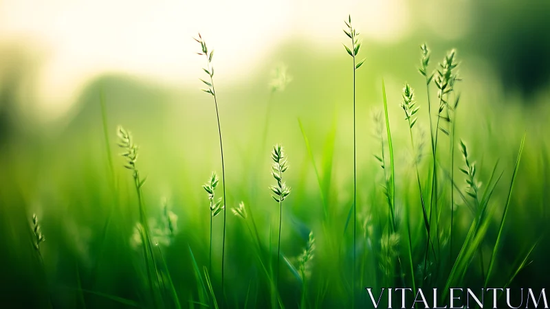 Sunlit meadow whispers with emerald grass and glow.