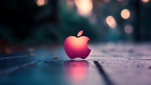 Apple Logo in Gradient Bokeh Environment.