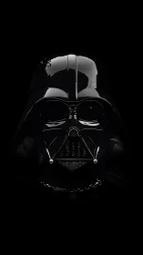 Black sci fi villain helmet portrait on dark background.