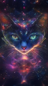 Stellar-symmetry feline nebula portrait with spectral filaments.