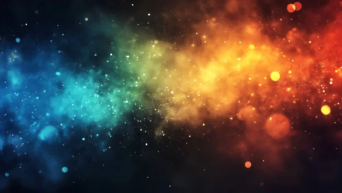 Cosmic color nebula flows from cool blue to warm gold.