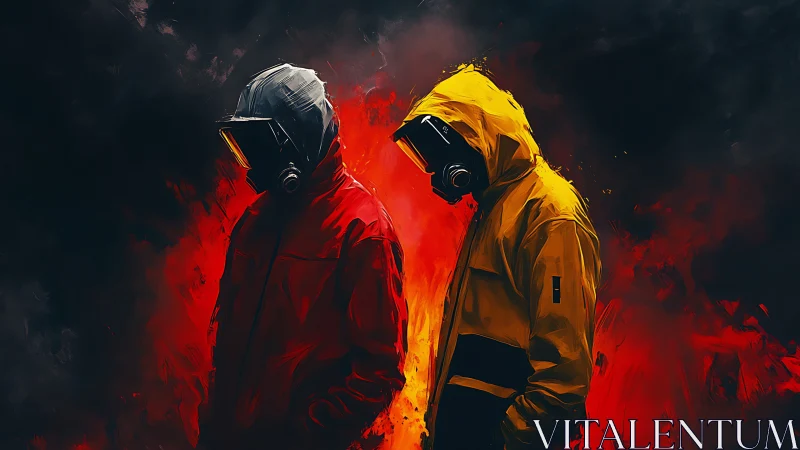 Twin firewalkers trade silence in neon-soaked toxic twilight