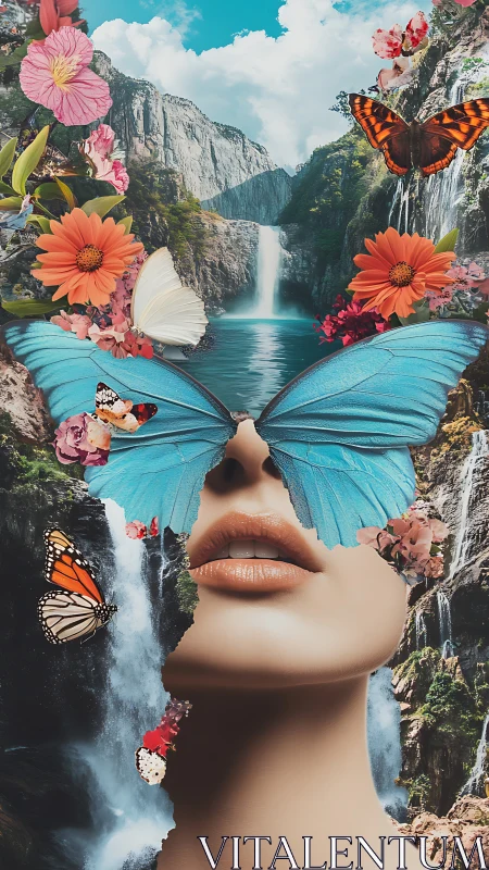 Butterfly lens daydream over waterfall crowned valleys.