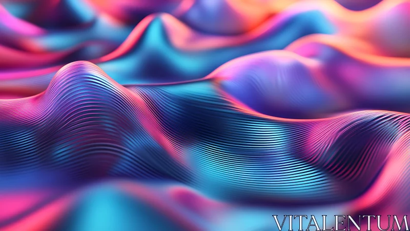 Shimmering Neon Waves Over A Soft Digital Horizon.