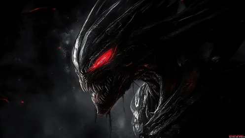 Nightborn abyssal fiend with molten red predator gaze.