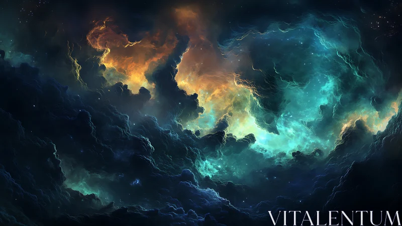 Multicolored interstellar cloud formation in deep space.