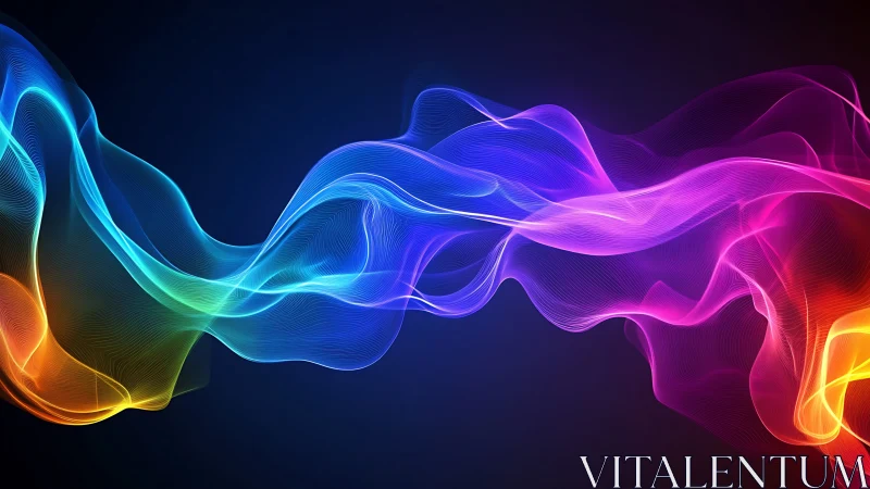 Multicolored light waves forming fluid ribbon structures.