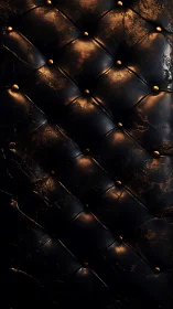 Quilted black leather upholstery with warm golden highlights